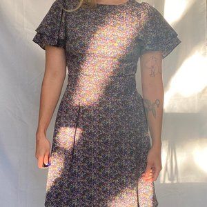 after pants purple romantic floral dress